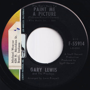 Gary Lewis - (You Don't Have To) Paint Me A Picture / Looking For The Stars (7 inch Record / Used)