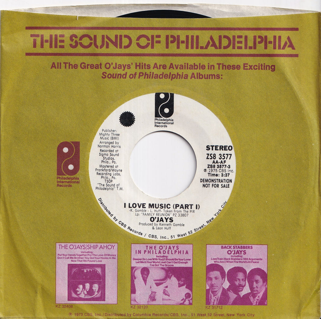 O'Jays - I Love Music (Part I) (Stereo) / (Mono) (7 inch Record / Used)