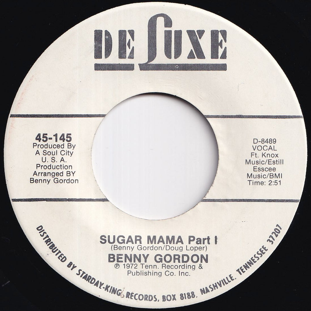 Benny Gordon - Sugar Mama (Part 1) / (Part 2) (7 inch Record / Used)