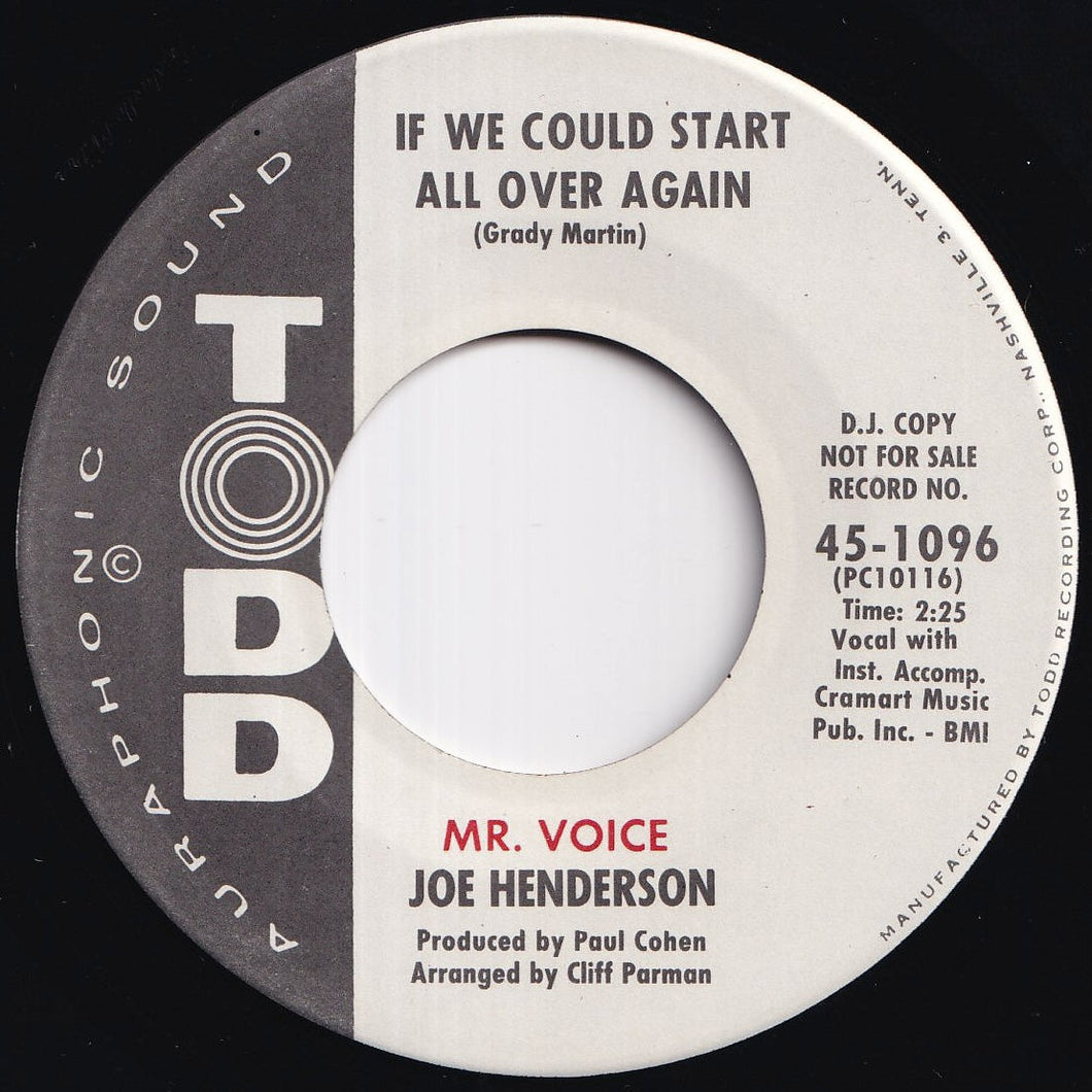 Joe Henderson - If We Could Start All Over Again / You Take One Step (I'll Take Two) (7 inch Record / Used)