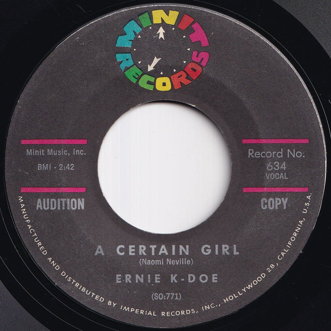 Ernie K-Doe - A Certain Girl / I Cried My Last Tear (7 inch Record / Used)