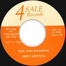 Load image into Gallery viewer, Andy Griffith / Betty Wright - Bad, Bad Business / What Are You Going To Do (7 inch Record / Used)
