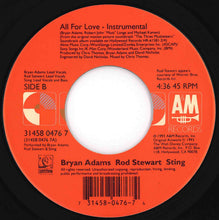 画像をギャラリービューアに読み込む, Bryan Adams, Rod Stewart, Sting - All For Love (LP Version) / (Instrumental) (7 inch Record / Used)
