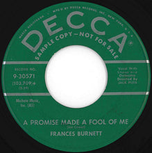 画像をギャラリービューアに読み込む, Frances Burnett - Spin The Wheel / A Promise Made A Fool Of Me (7 inch Record / Used)
