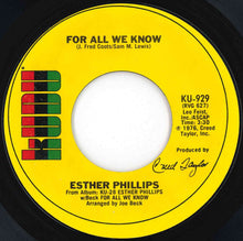 画像をギャラリービューアに読み込む, Esther Phillips - For All We Know / Fever (7 inch Record / Used)
