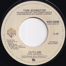 Load image into Gallery viewer, Tom Johnston - Savannah Nights / Outlaw (7 inch Record / Used)
