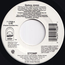 画像をギャラリービューアに読み込む, Quincy Jones - Stomp (Frankie Knuckles Mix) / (Mousse T.'s Radio Mix) (7 inch Record / Used)
