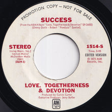 画像をギャラリービューアに読み込む, Love, Togetherness &amp; Devotion - Success / (Edited Version) (7 inch Record / Used)
