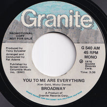 画像をギャラリービューアに読み込む, Broadway - You To Me Are Everything (Stereo) / (Mono) (7 inch Record / Used)
