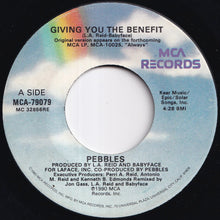 画像をギャラリービューアに読み込む, Pebbles - Giving You The Benefit / (Benefitstrumental) (7 inch Record / Used)
