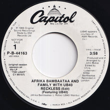 Load image into Gallery viewer, Afrika Bambaataa And Family with UB40 - Reckless (Edit) / Reckless (Edit) (7 inch Record / Used)
