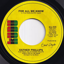 画像をギャラリービューアに読み込む, Esther Phillips - For All We Know / Fever (7 inch Record / Used)
