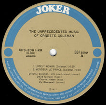 画像をギャラリービューアに読み込む, Ornette Coleman - The Unprecedented Music Of Ornette Coleman (LP Record / Used)
