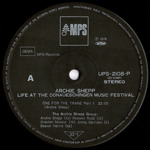 Archie Shepp - Life At The Donaueschingen Music Festival (LP Record / Used)