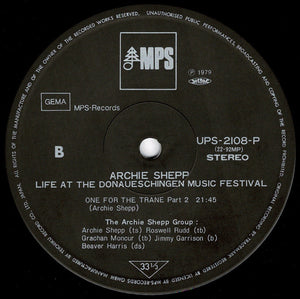 Archie Shepp - Life At The Donaueschingen Music Festival (LP Record / Used)