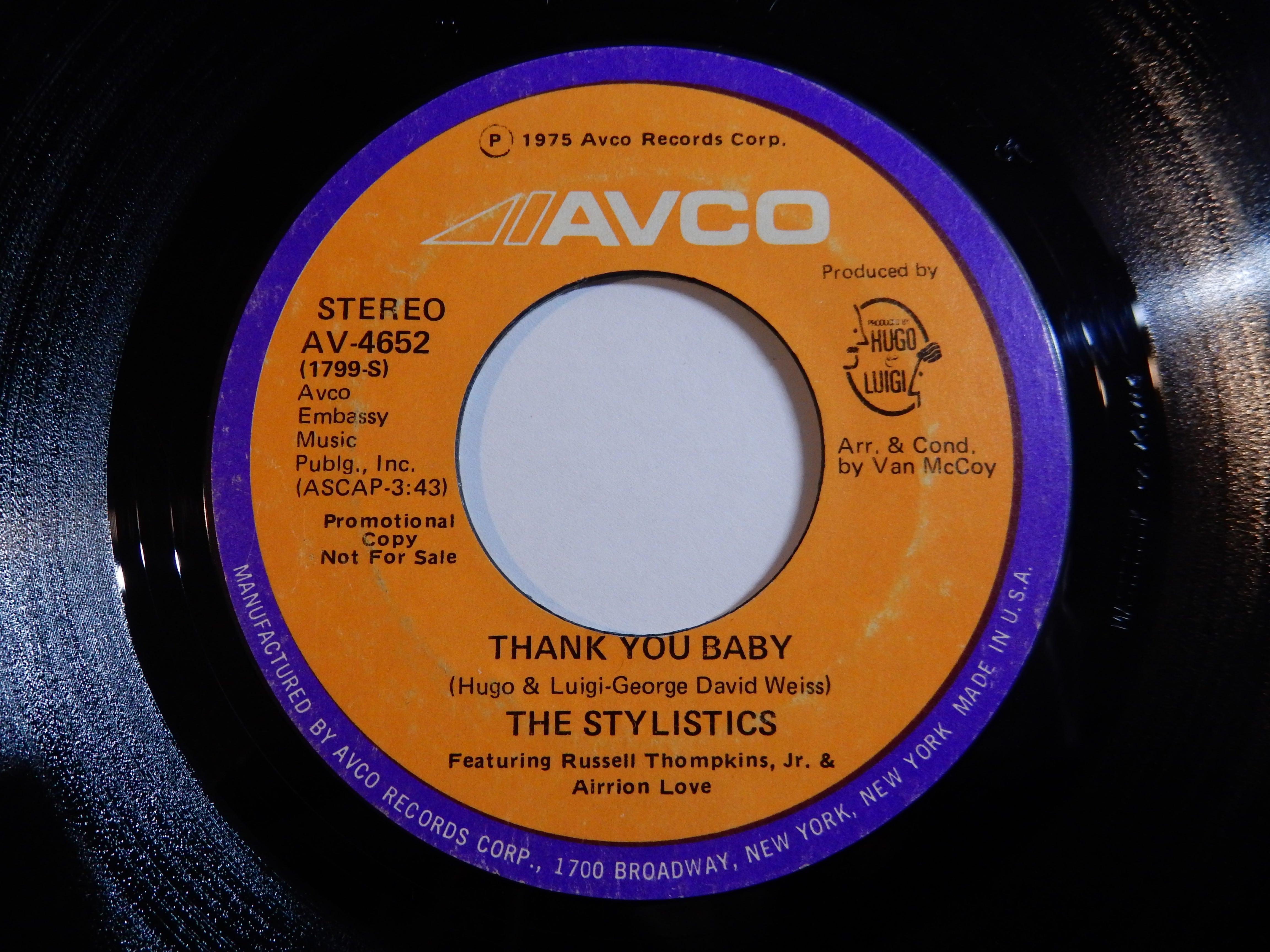 Stylistics - Thank You Baby / Thank You Baby (7inch-Vinyl Record