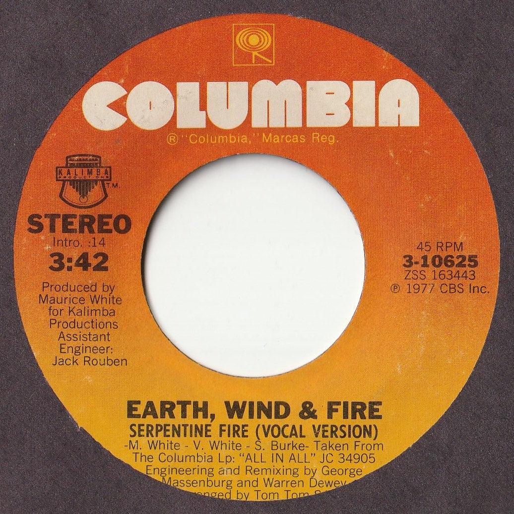 Earth, Wind & Fire - Serpentine Fire / (Instrumental) (7 inch Record / Used)