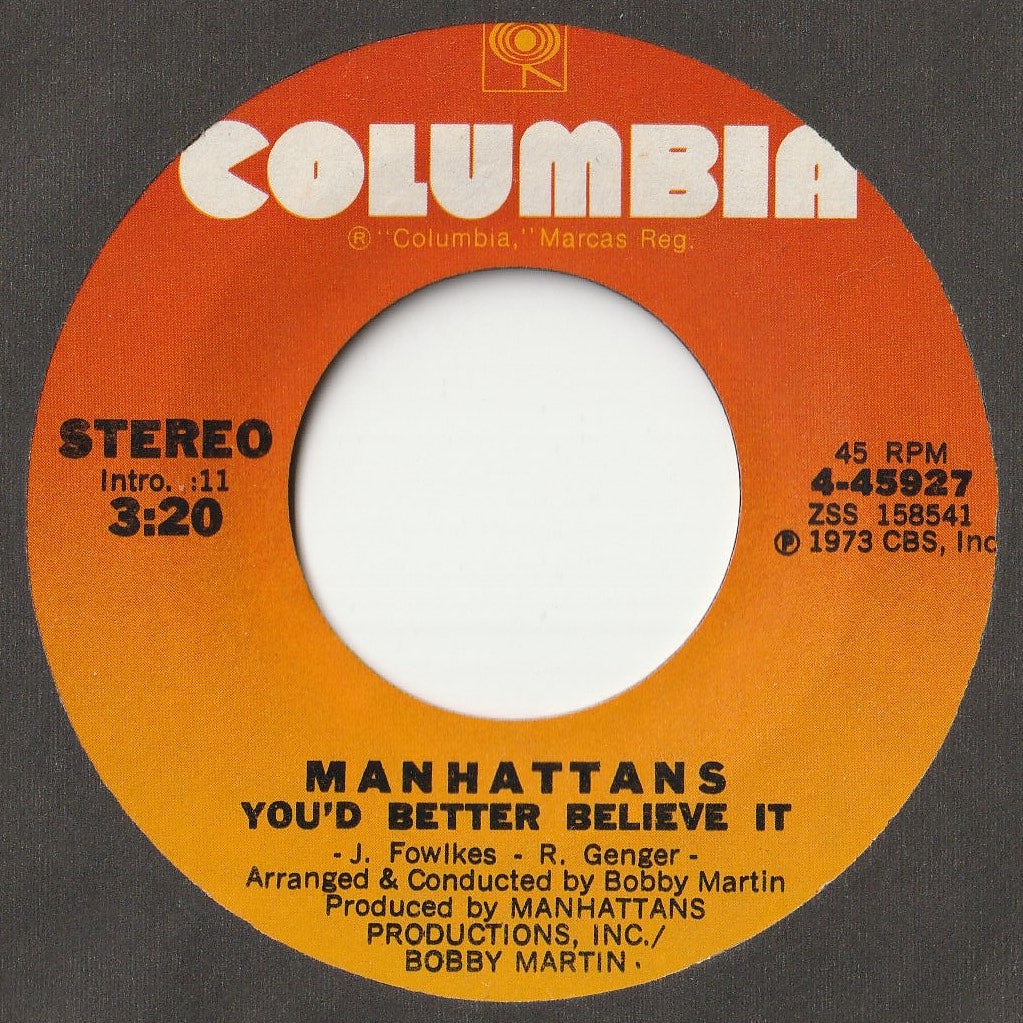 Manhattans - You'd Better Believe It / Soul Train (7 inch Record / Used)