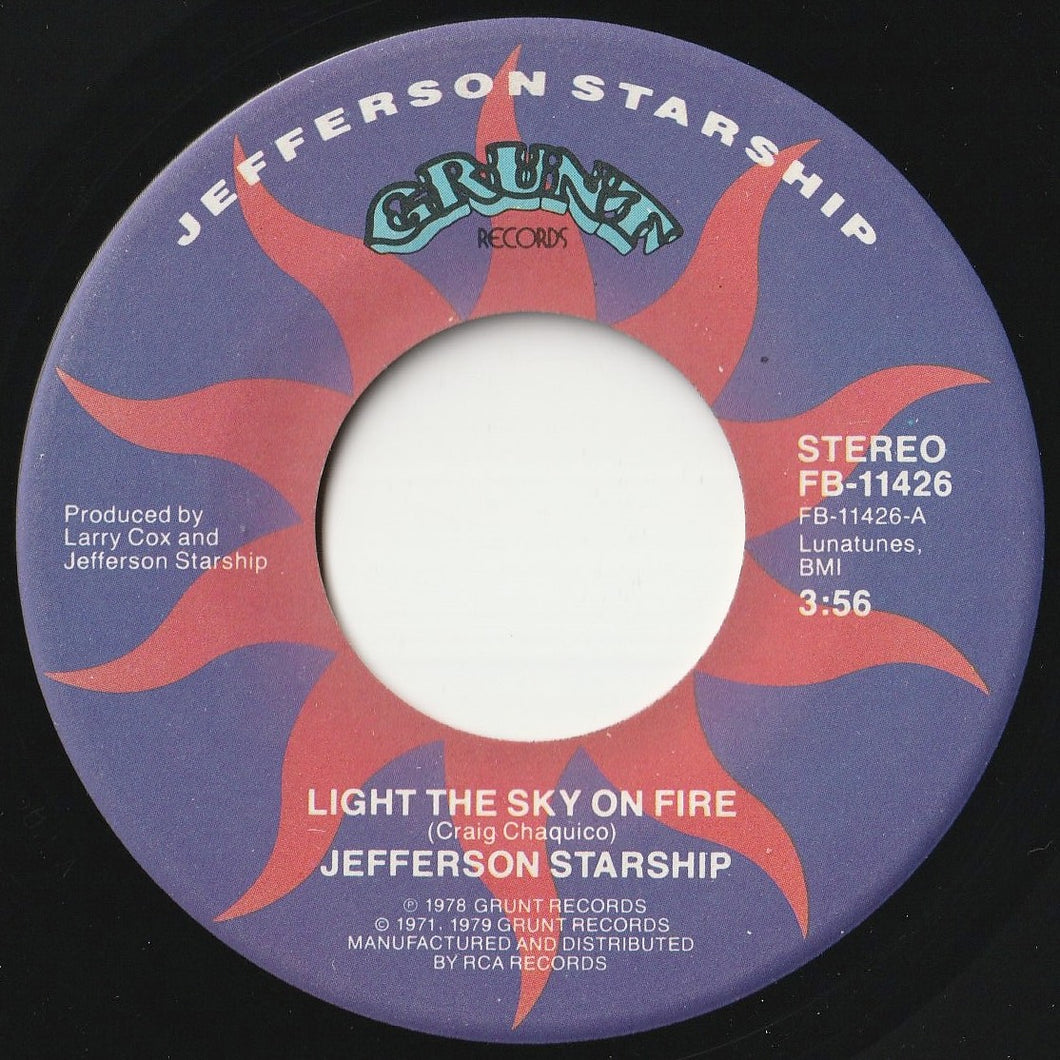 Jefferson Starship - Light The Sky On Fire / Hyperdrive (7 inch Record / Used)