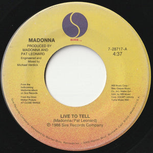 Madonna - Live To Tell / (Instrumental) (7 inch Record / Used)