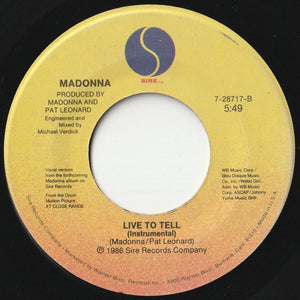 Madonna - Live To Tell / (Instrumental) (7 inch Record / Used)