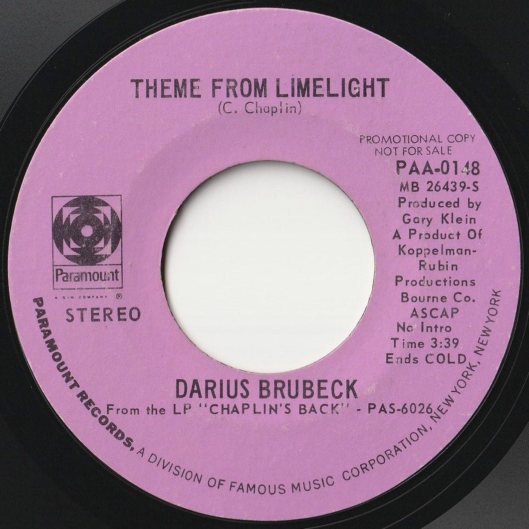 Darius Brubeck - Theme From Limelight / Smile (7 inch Record / Used)