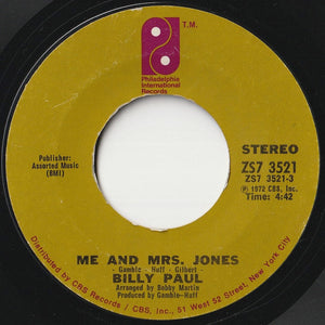 Billy Paul - Me And Mrs. Jones / Your Song (7 inch Record / Used)