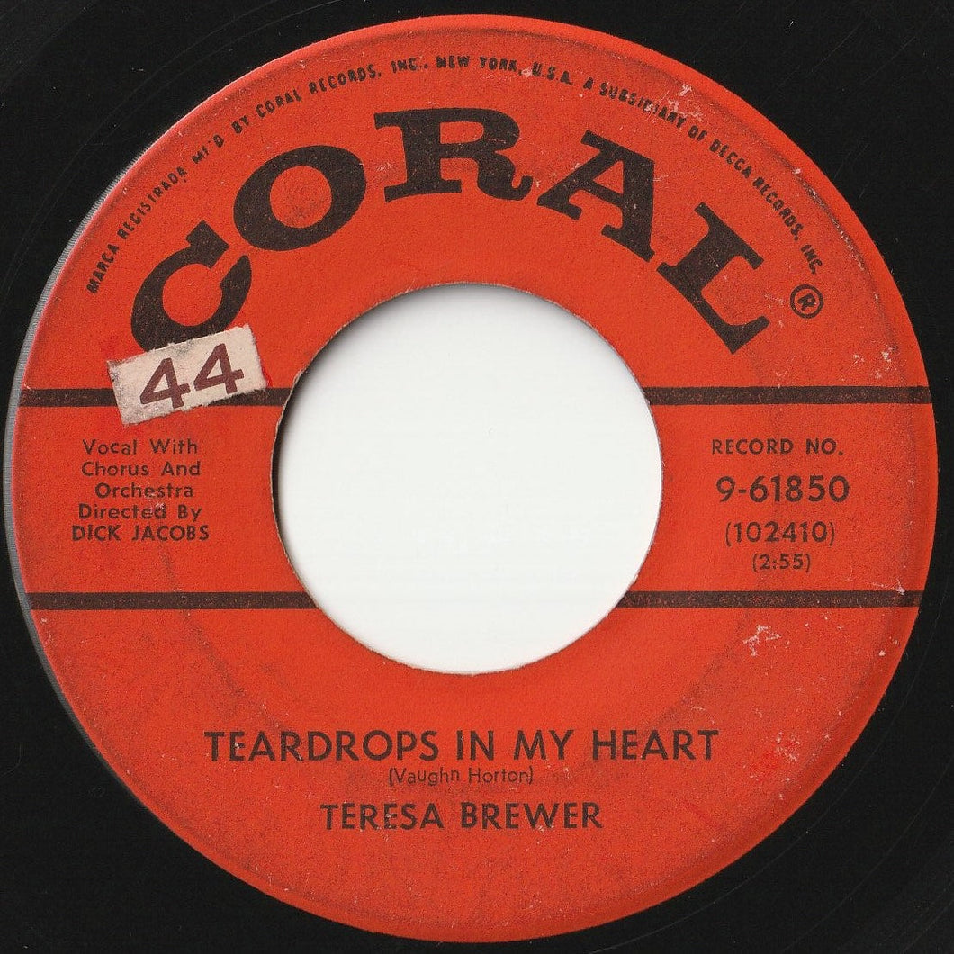 Teresa Brewer - Teardrops In My Heart / Lula Rock-A-Hula (7 inch Record / Used)