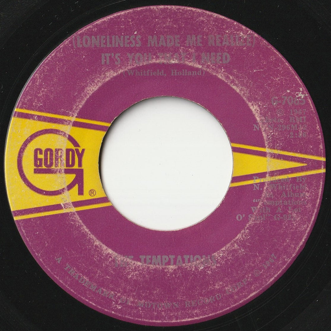 Temptations - (Loneliness Made Me Realize) It's You That I Need / Don't Send Me Away (7 inch Record / Used)