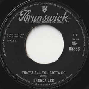 Brenda Lee - I'm Sorry / That's All You Gotta Do (7 inch Record / Used)