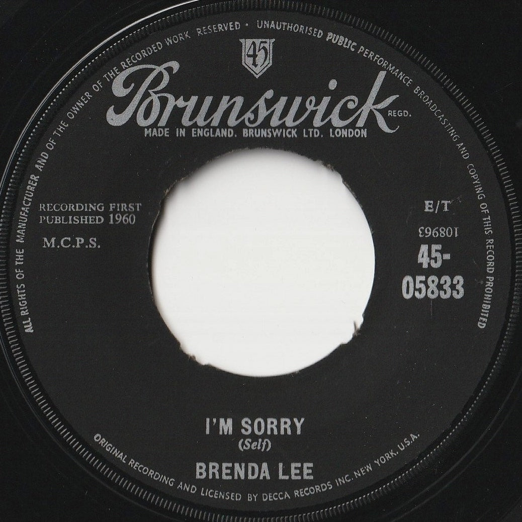 Brenda Lee - I'm Sorry / That's All You Gotta Do (7 inch Record / Used)