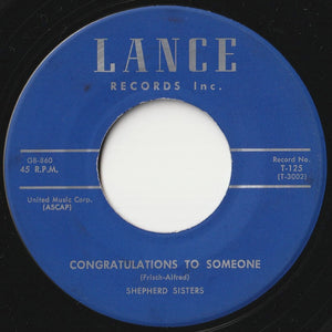 Shepherd Sisters - Alone (Why Must I Be Alone) / Congratulations To Someone (7 inch Record / Used)