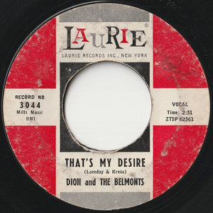 Dion & The Belmonts - Where Or When / That's My Desire (7 inch Record / Used)