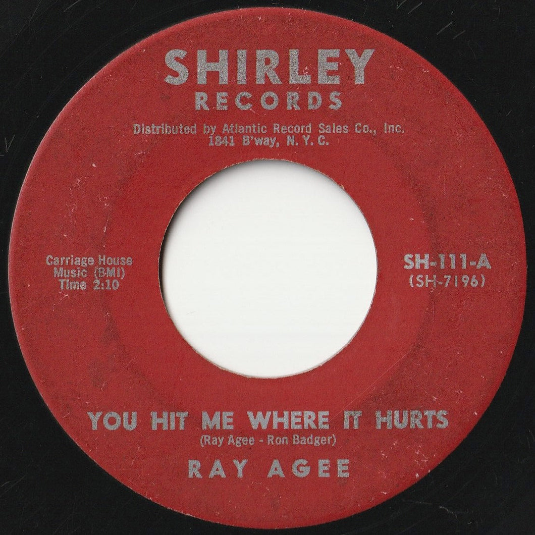 Ray Agee - You Hit Me Where It Hurts / Tin Pan Alley (7 inch Record / Used)