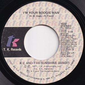 KC And The Sunshine Band - I'm Your Boogie Man / Wrap Your Arms Around Me (7 inch Record / Used)