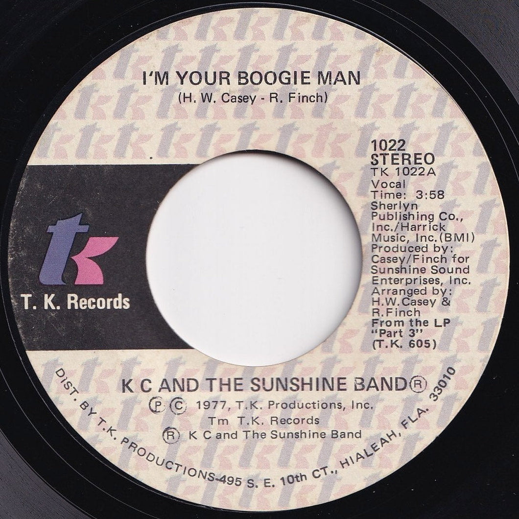 KC And The Sunshine Band - I'm Your Boogie Man / Wrap Your Arms Around Me (7 inch Record / Used)