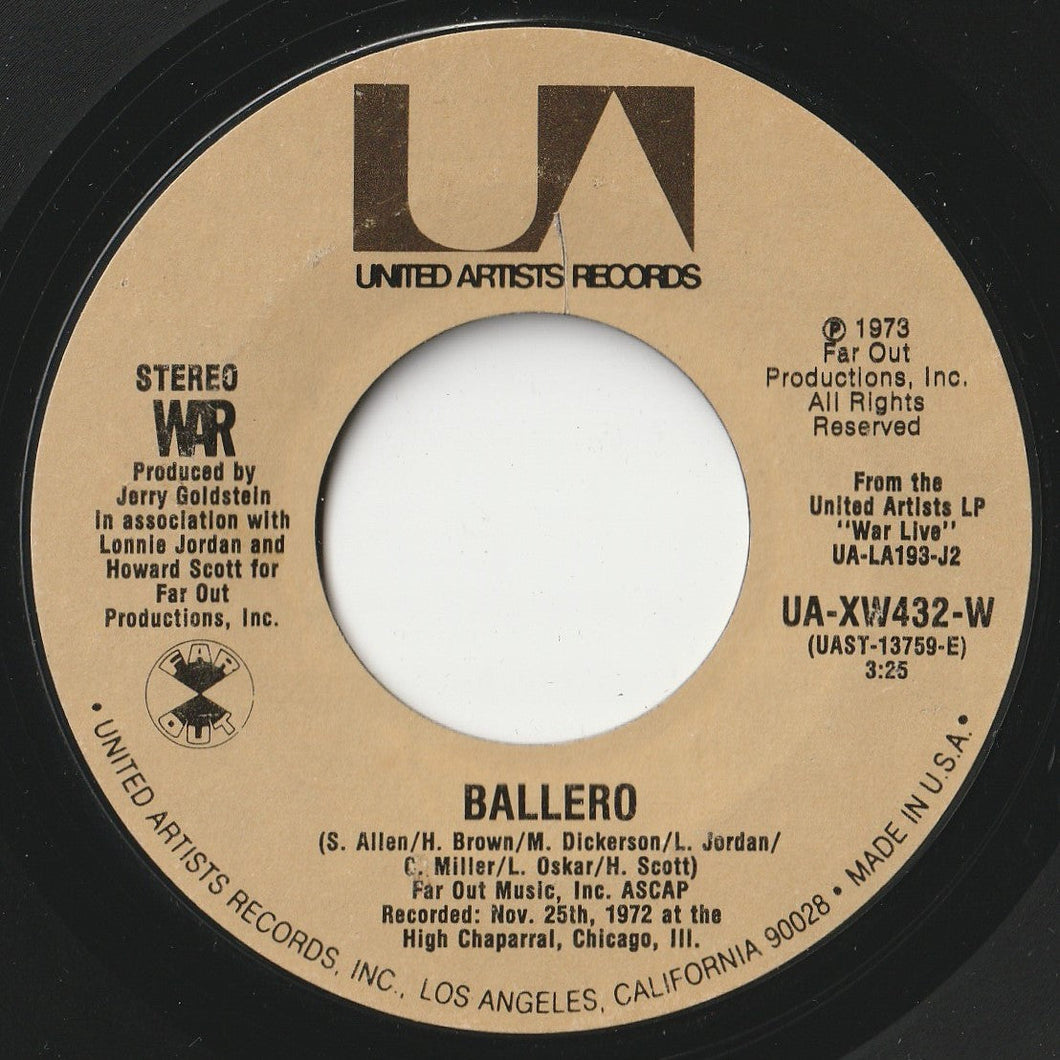 War - Ballero / Slippin' Into Darkness (7 inch Record / Used)