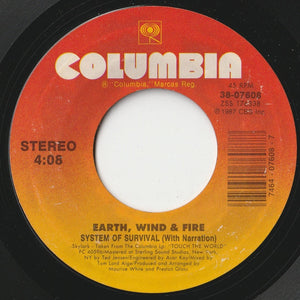 Earth, Wind & Fire - System Of Survival (With Narration) / Writing On The Wall (7 inch Record / Used)