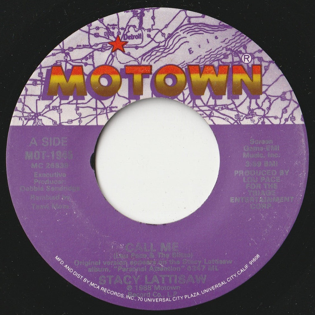 Stacy Lattisaw - Call Me (Origianal Version) / (Instrumental) (7 inch Record / Used)