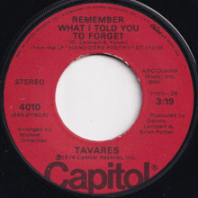 画像をギャラリービューアに読み込む, Tavares - Remember What I Told You To Forget / My Ship (7 inch Record / Used)
