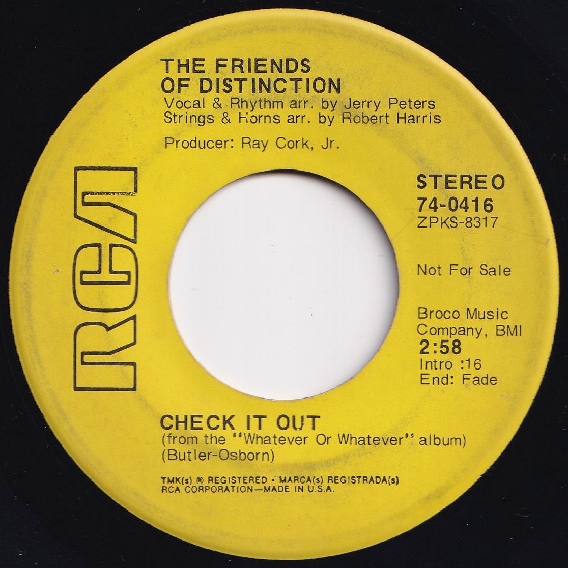 Friends Of Distinction - I Need You / Check It Out (7 inch Record