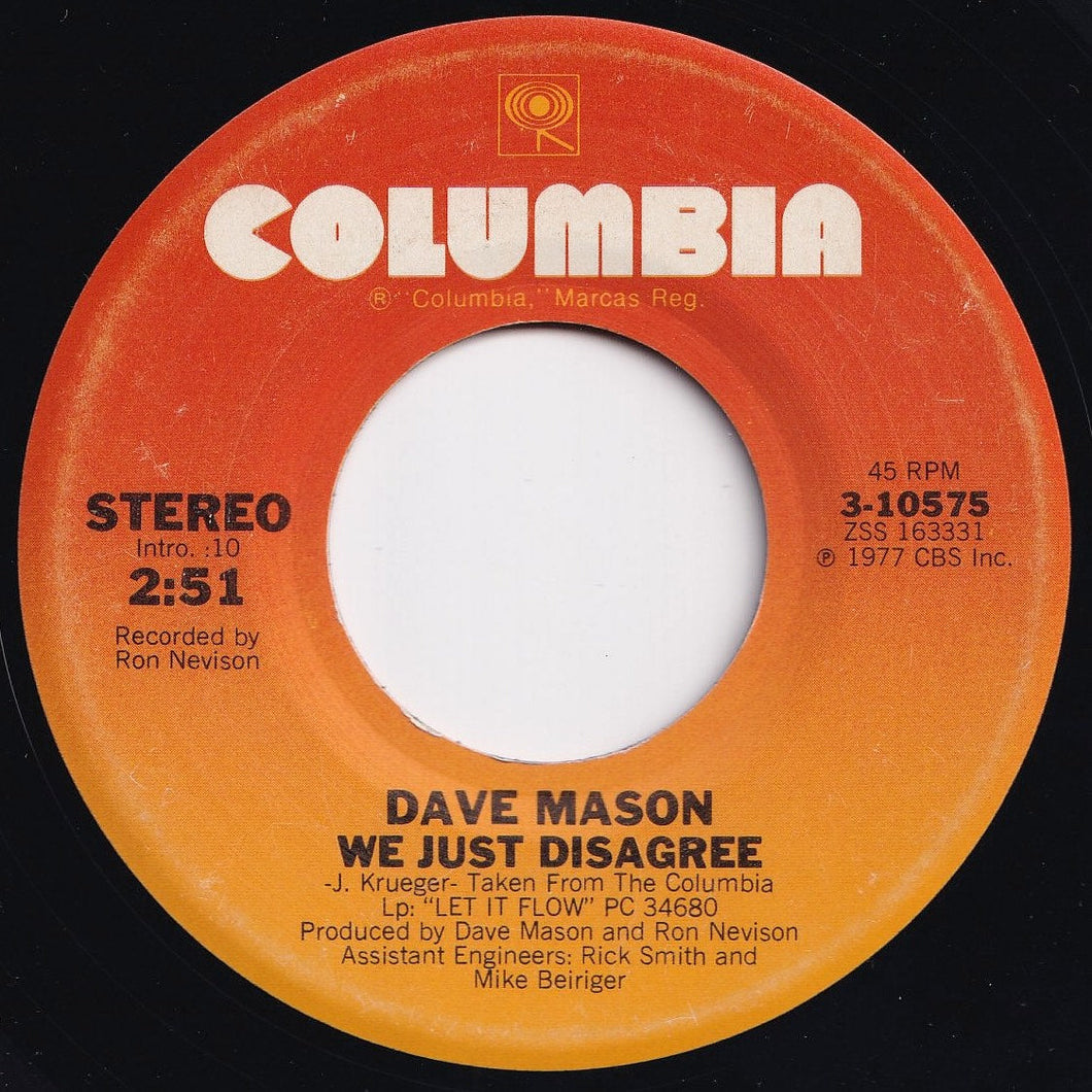 Dave Mason - We Just Disagree / Mystic Traveler (7 inch Record / Used)