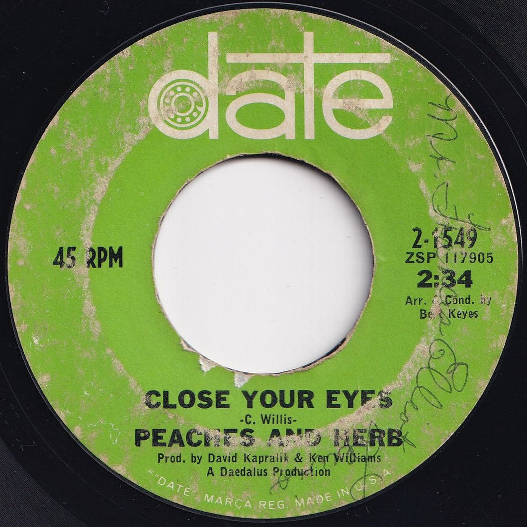 Peaches And Herb - Close Your Eyes / I Will Watch Over You (7 inch Record / Used)