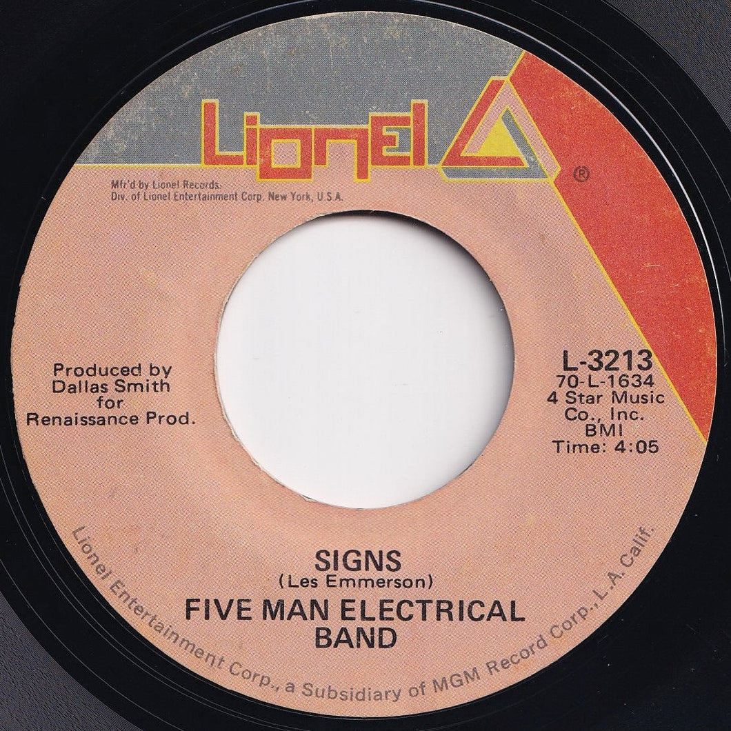 Five Man Electrical Band - Signs / Hello Melinda Goodbye (7 inch Record / Used)