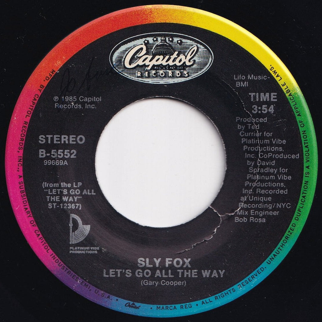 Sly Fox - Let's Go All The Way / Como Tu Te Llama? (What Is Your Name) (Reduced Remix) (7 inch Record / Used)