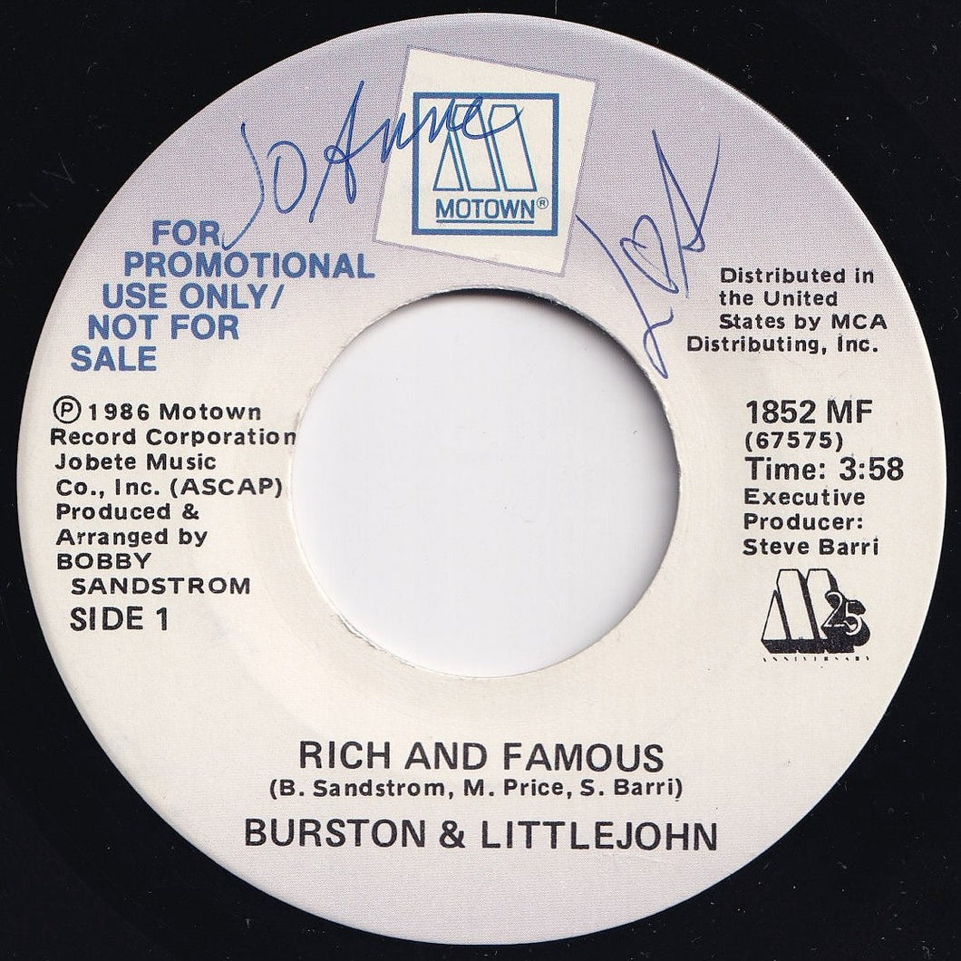 Burston & Littlejohn - Rich And Famous / Rich And Famous (7 inch Record / Used)