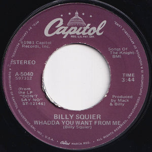 Billy Squier - In The Dark / Whadda You Want From Me (7 inch Record / Used)