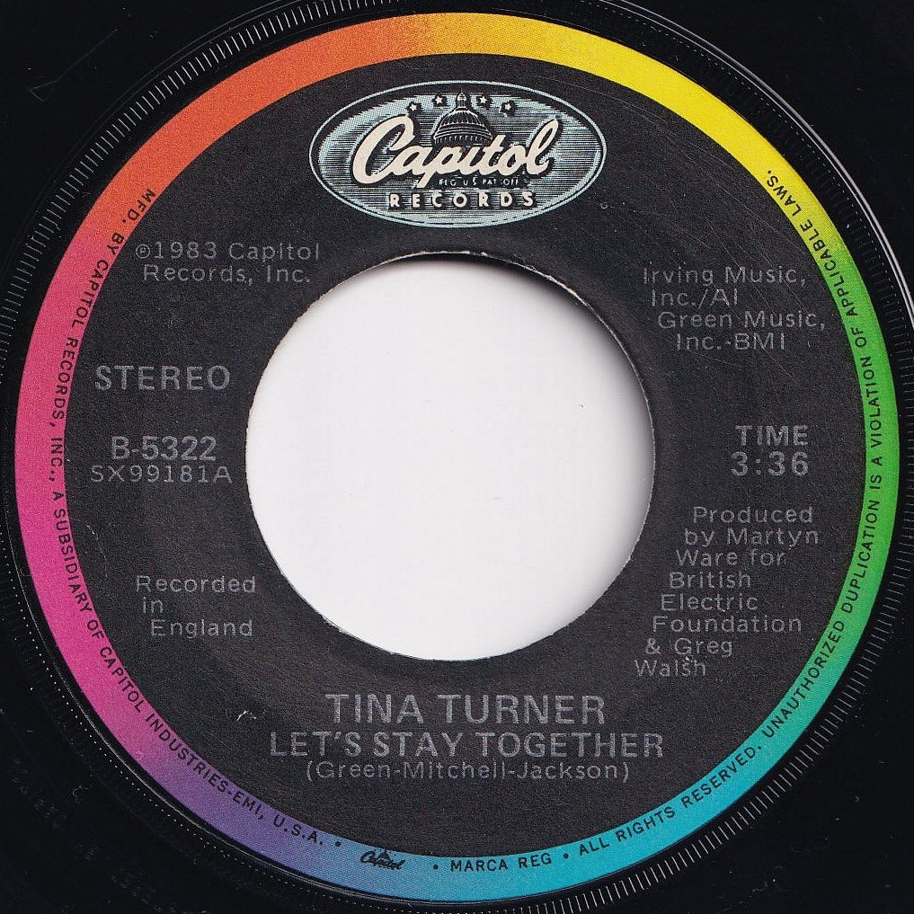 Tina Turner - Let's Stay Together / I Wrote A Letter (7 inch Record / Used)