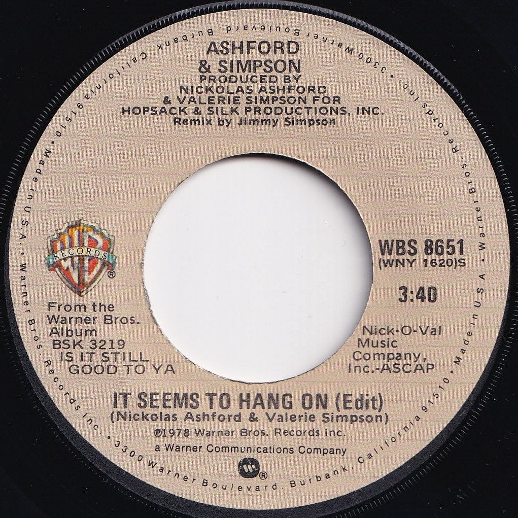 Ashford & Simpson - It Seems To Hang On (Edit) / Too Bad (7 inch Record / Used)