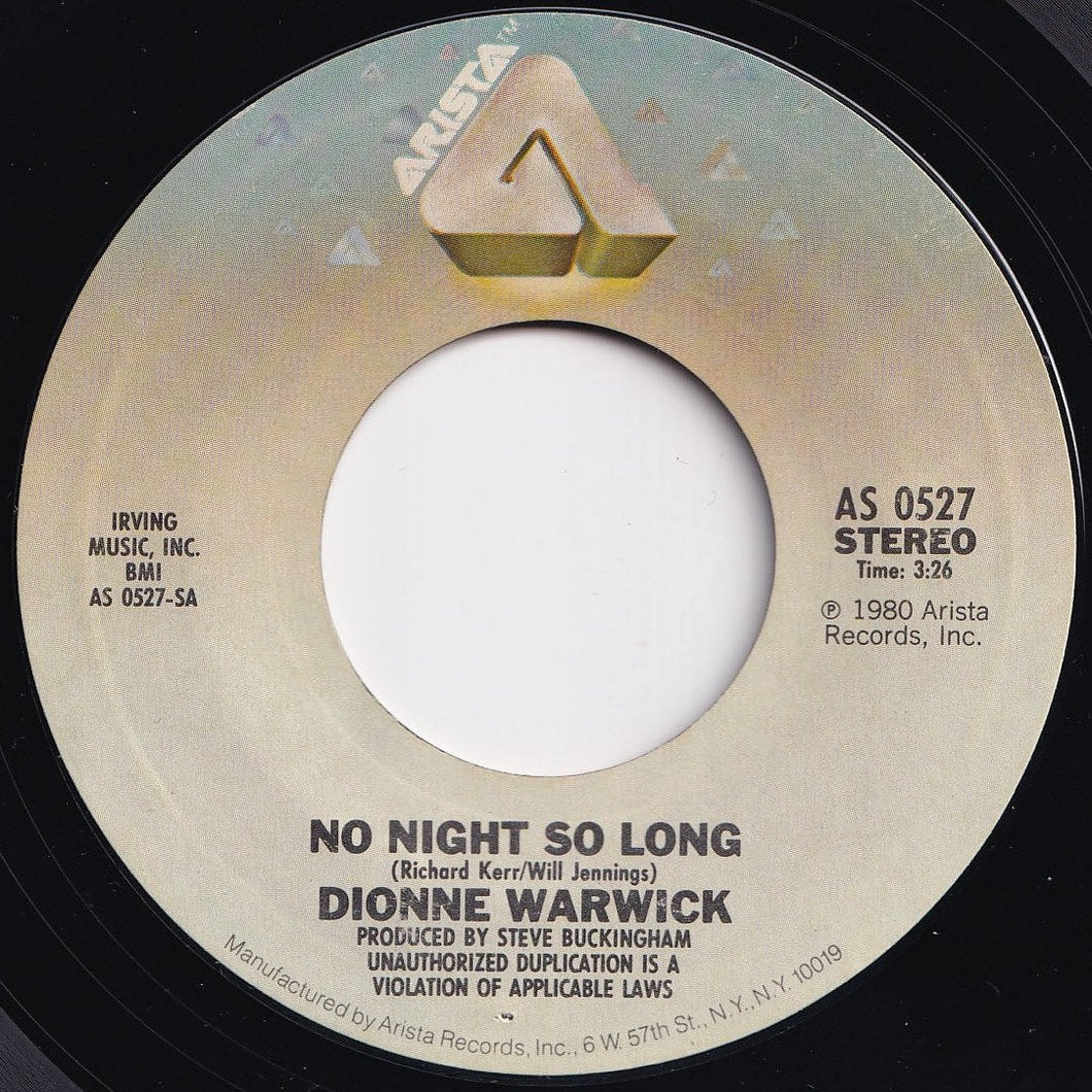 Dionne Warwick - No Night So Long / Reaching For The Sky (7 inch Record / Used)